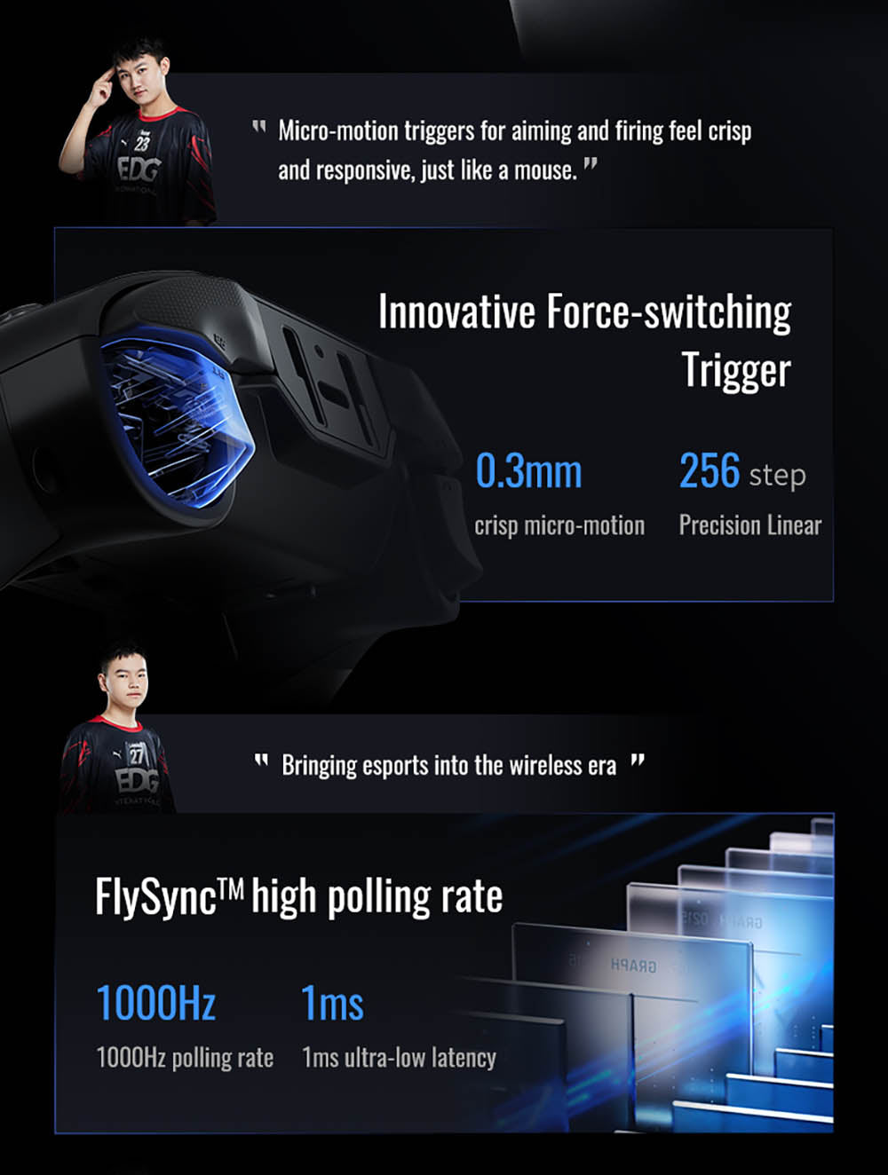 Herný ovládač Flydigi Vader 4 Pro, páková páka s nastavením odporu, spúšte Hall & Micro 2 v 1, frekvencia načítania 1000 Hz, kompatibilný s PC, NS, TV, Android a notebookom.