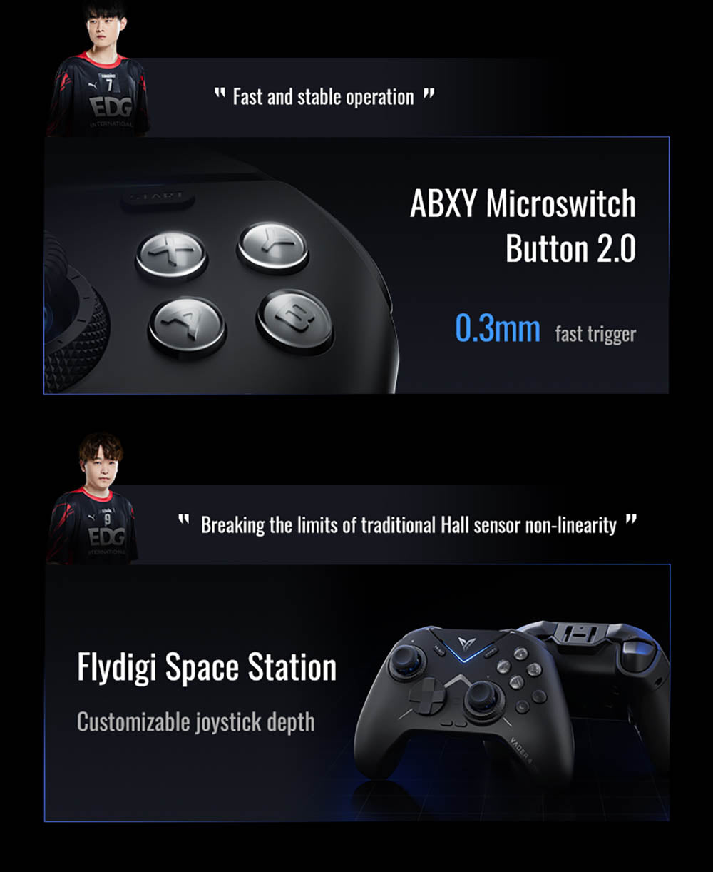 Herný ovládač Flydigi Vader 4 Pro, páková páka s nastavením odporu, spúšte Hall & Micro 2 v 1, frekvencia načítania 1000 Hz, kompatibilný s PC, NS, TV, Android a notebookom
