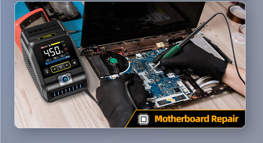 FNIRSI DWS-200 F245 Premium 200W sada pájecích staníc s 6 hrotmi a 2 pomocnými rukami, režim hodnoty a krivky teploty, 3 pamäťové miesta pre teplotu, plnefarebný displej