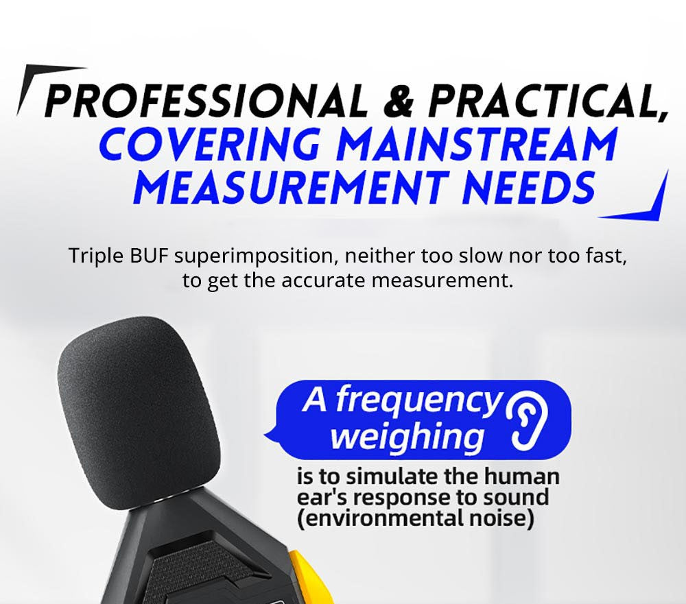 Digitálny merač hluku FNIRSI FDM01, ručný prístroj na meranie hladiny zvuku, merací rozsah 30-130 dB