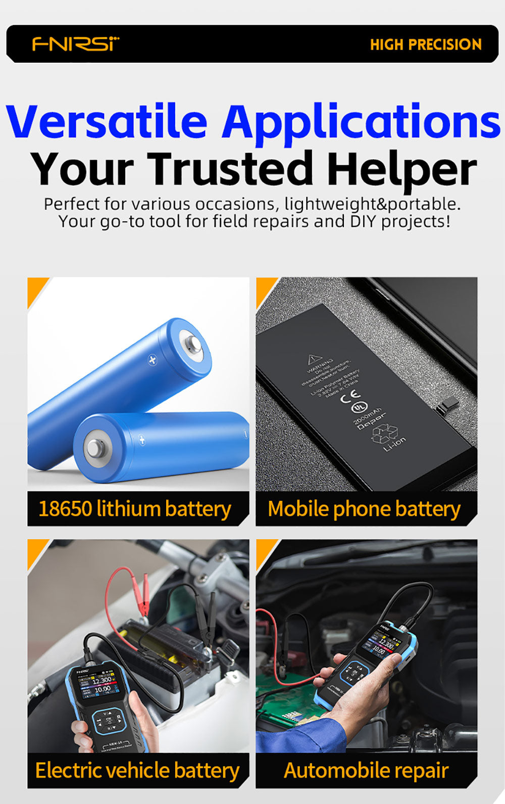 Tester napětí a vnitřního odporu baterie FNIRSI HRM-10