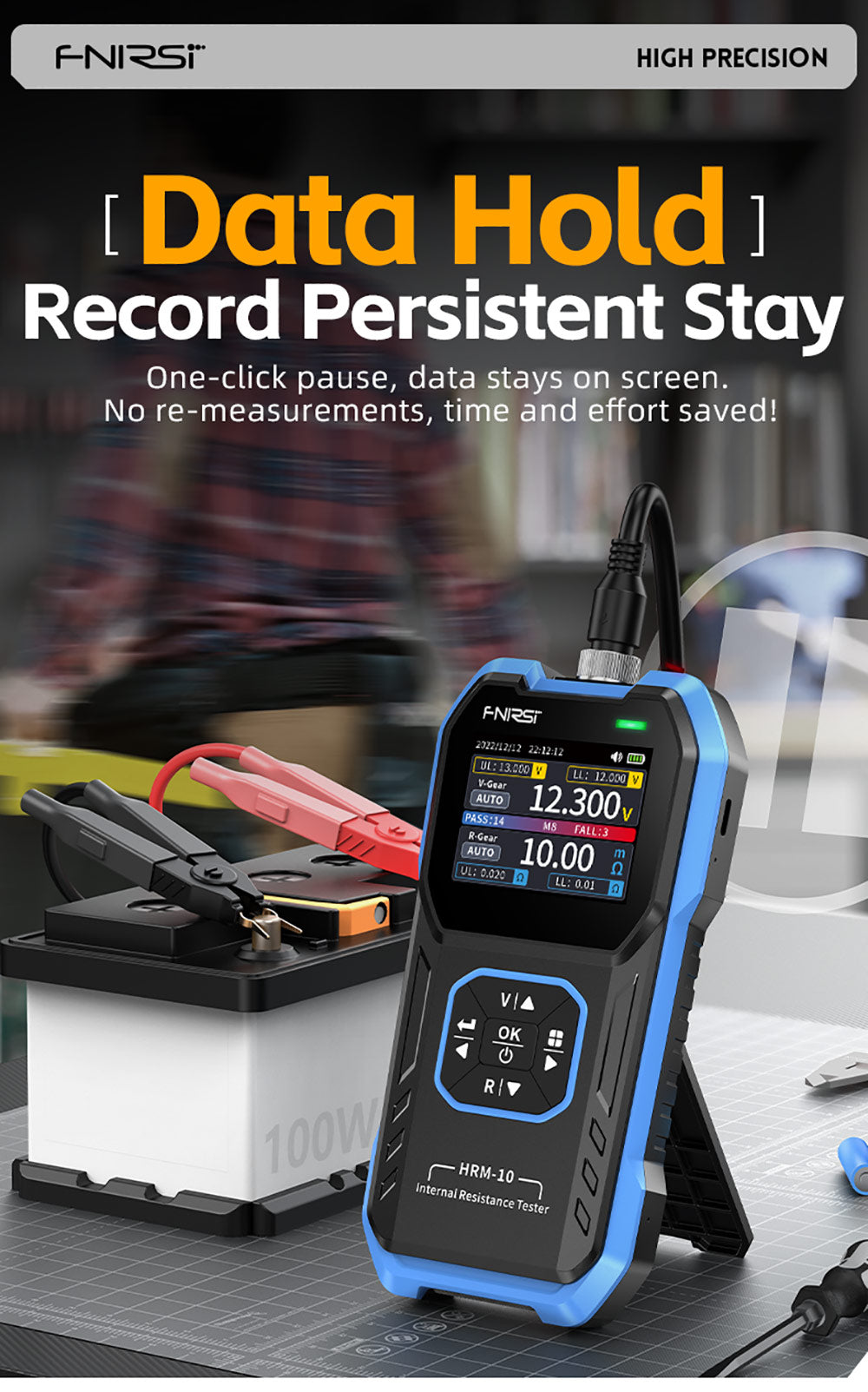 Tester napětí a vnitřního odporu baterie FNIRSI HRM-10