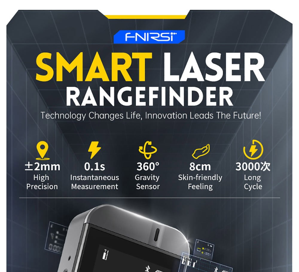 FNIRSI IR40 Inteligentný laserový diaľkomer, digitálny merač vzdialenosti, merací rozsah 40 m, 360° gravitačný senzor, pripojenie cez aplikáciu, batéria 400 mAh – šedá