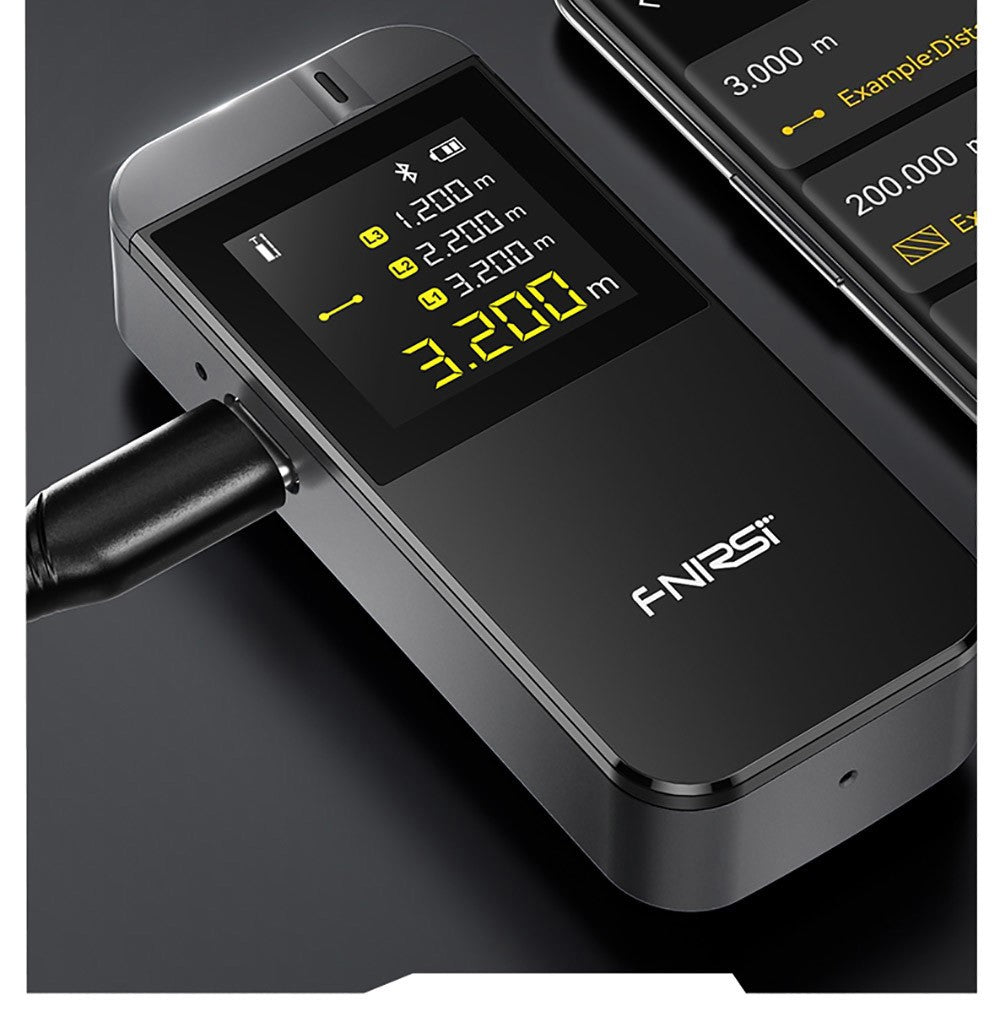 FNIRSI IR40 Inteligentný laserový diaľkomer, digitálny merač vzdialenosti, dosah merania 40 m, 360° gravitačný senzor, pripojenie cez aplikáciu, batéria 400 mAh – šedá