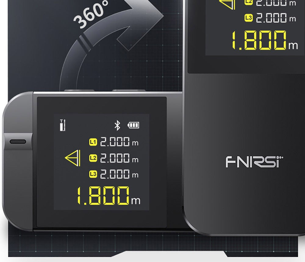 FNIRSI IR40 Inteligentný laserový diaľkomer, digitálny merač vzdialenosti, merací rozsah 40 m, 360° gravitačný senzor, pripojenie cez aplikáciu, batéria 400 mAh – šedá