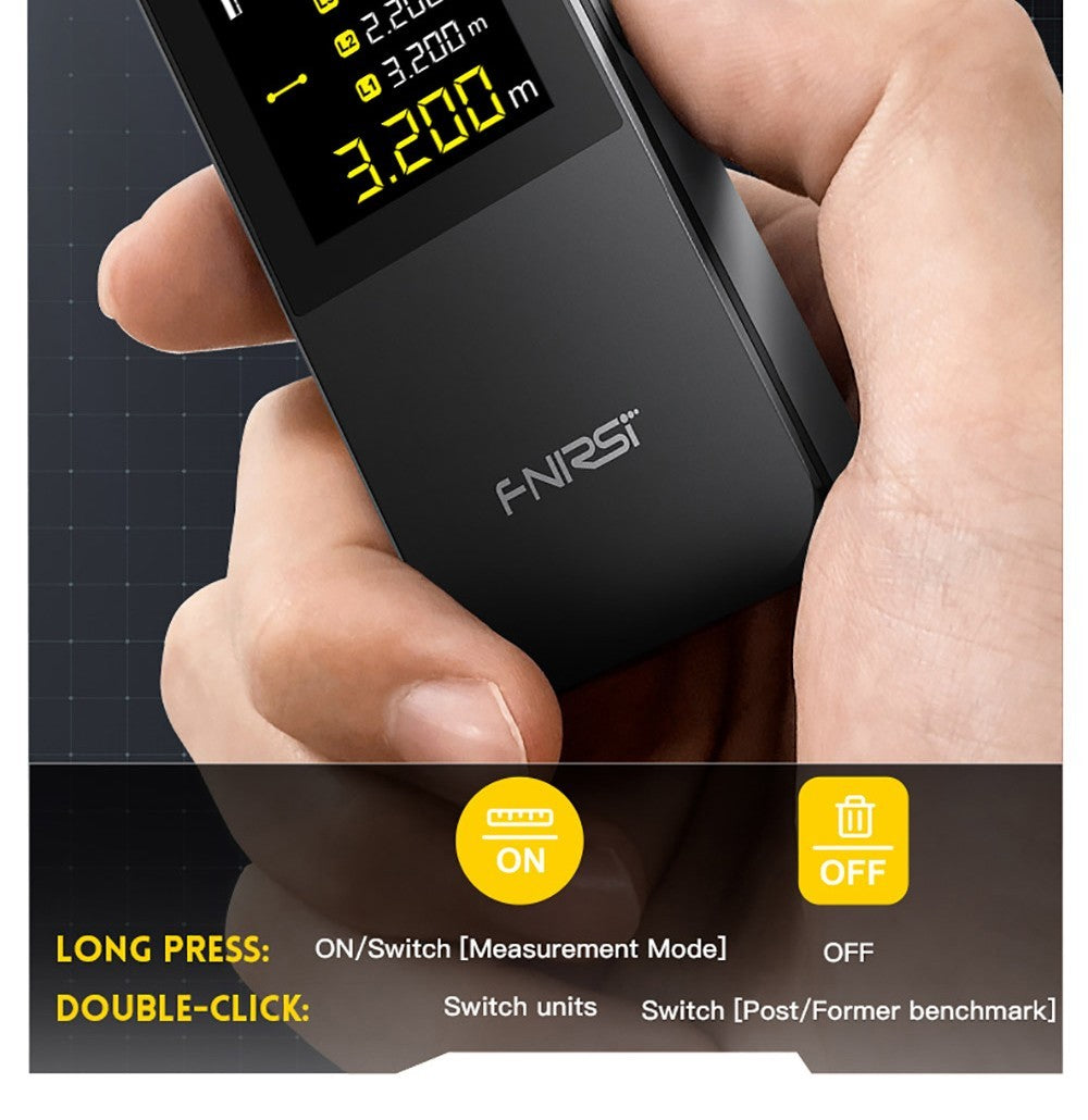 FNIRSI IR40 Inteligentný laserový diaľkomer, digitálny merač vzdialenosti, dosah merania 40 m, 360° gravitačný senzor, pripojenie cez aplikáciu, batéria 400 mAh – šedá