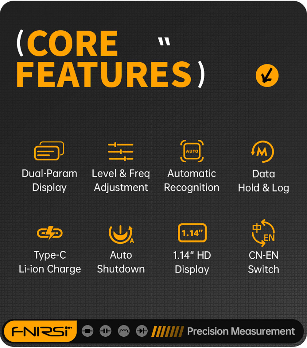 FNIRSI LCR-ST1 Mini inteligentný LCR meter/ESR meter s čipkami, s frekvenciami 100 Hz, 1 kHz, 10 kHz