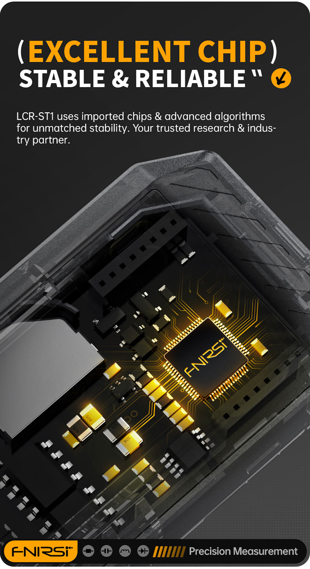 FNIRSI LCR-ST1 Mini inteligentný LCR meter/ESR meter s čipkami, s frekvenciami 100 Hz, 1 kHz, 10 kHz