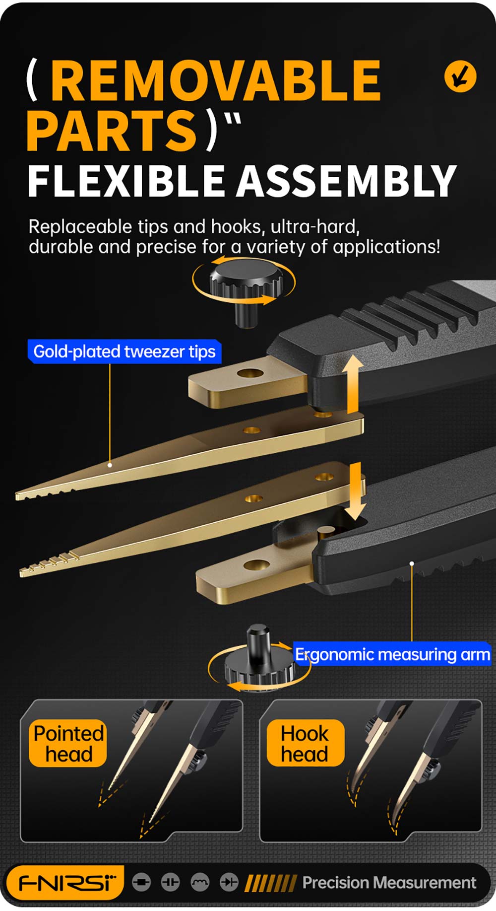 FNIRSI LCR-ST1 Mini inteligentný LCR meter/ESR meter s čipkami, s frekvenciami 100 Hz, 1 kHz, 10 kHz