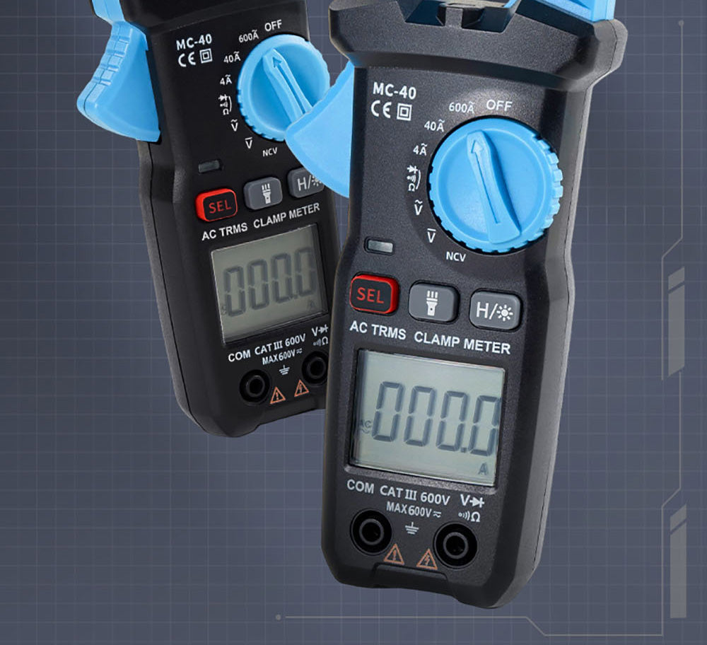 Digitálny ampérmeter FNIRSI MC40, 6000 meracích jednotiek True RMS, automatický rozsah, meranie prúdu do 600 A