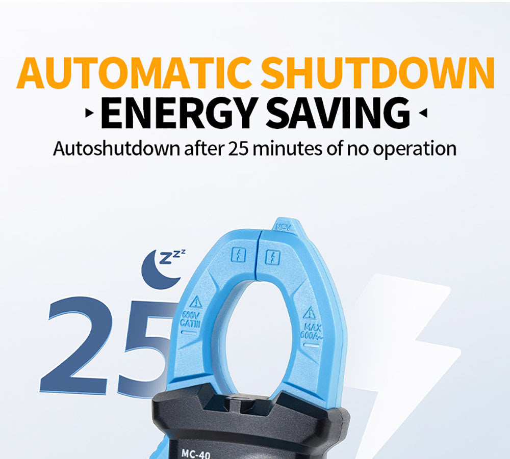 Digitálny ampérmeter FNIRSI MC40, 6000 meracích jednotiek True RMS, automatický rozsah, meranie prúdu do 600 A