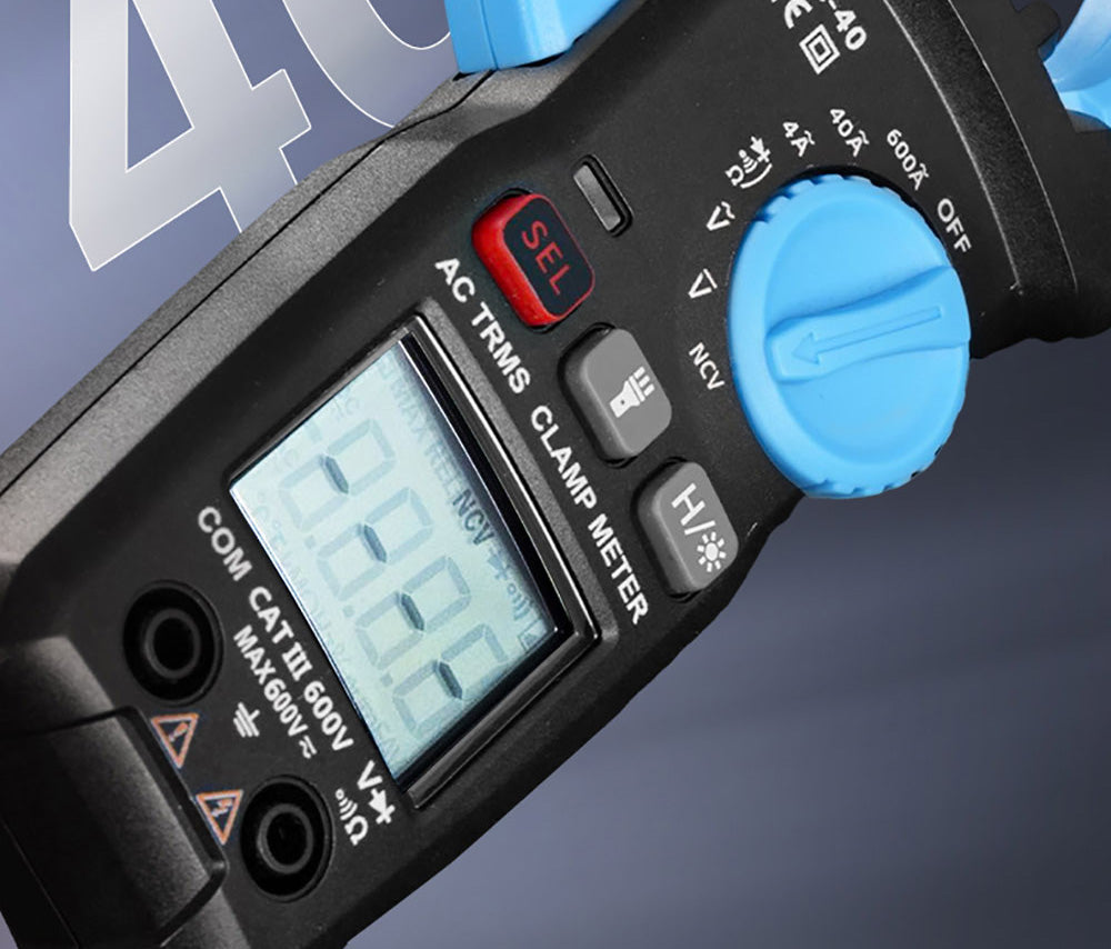 Digitálny ampérmeter FNIRSI MC40, 6000 meracích jednotiek True RMS, automatický rozsah, meranie prúdu do 600 A