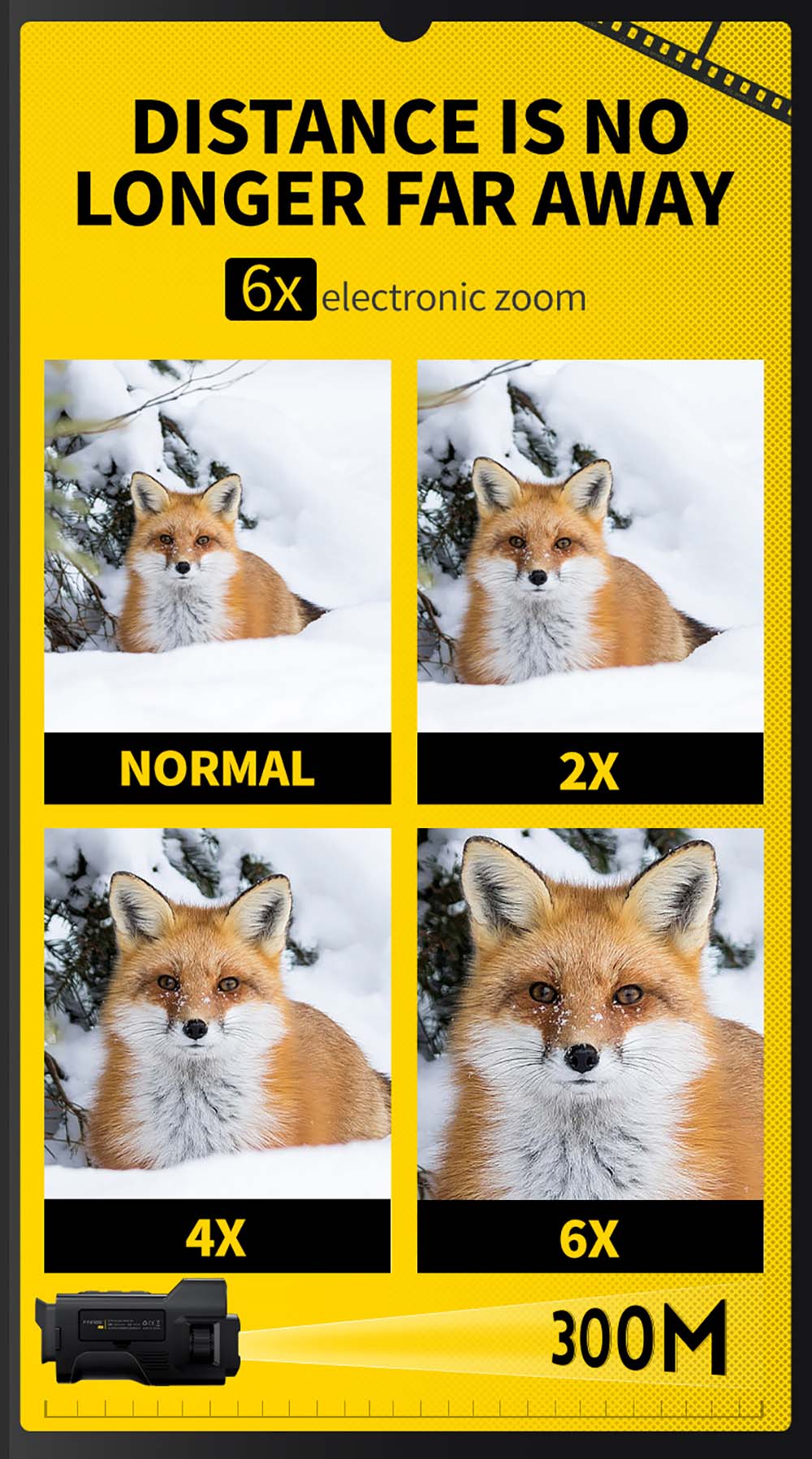 FNIRSI NVS-20 4K digitálny nočný monokulár, 1,54" IPS displej, 6x digitálny zoom, 850nm infračervené svetlo, 7-stupňové nastaviteľné IR - čierna