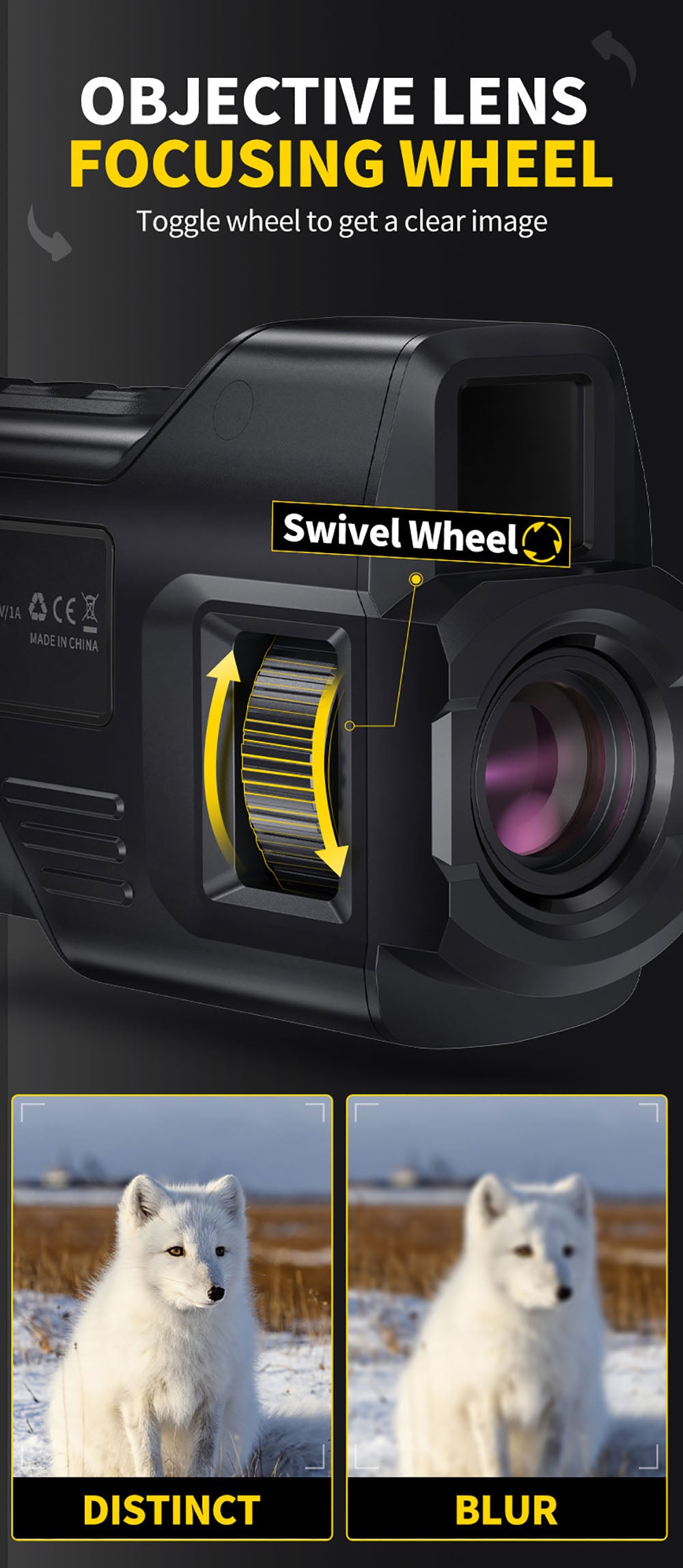 FNIRSI NVS-20 4K digitálny nočný monokulár, 1,54" IPS displej, 6x digitálny zoom, 850nm infračervené svetlo, 7-stupňové nastaviteľné IR - čierna