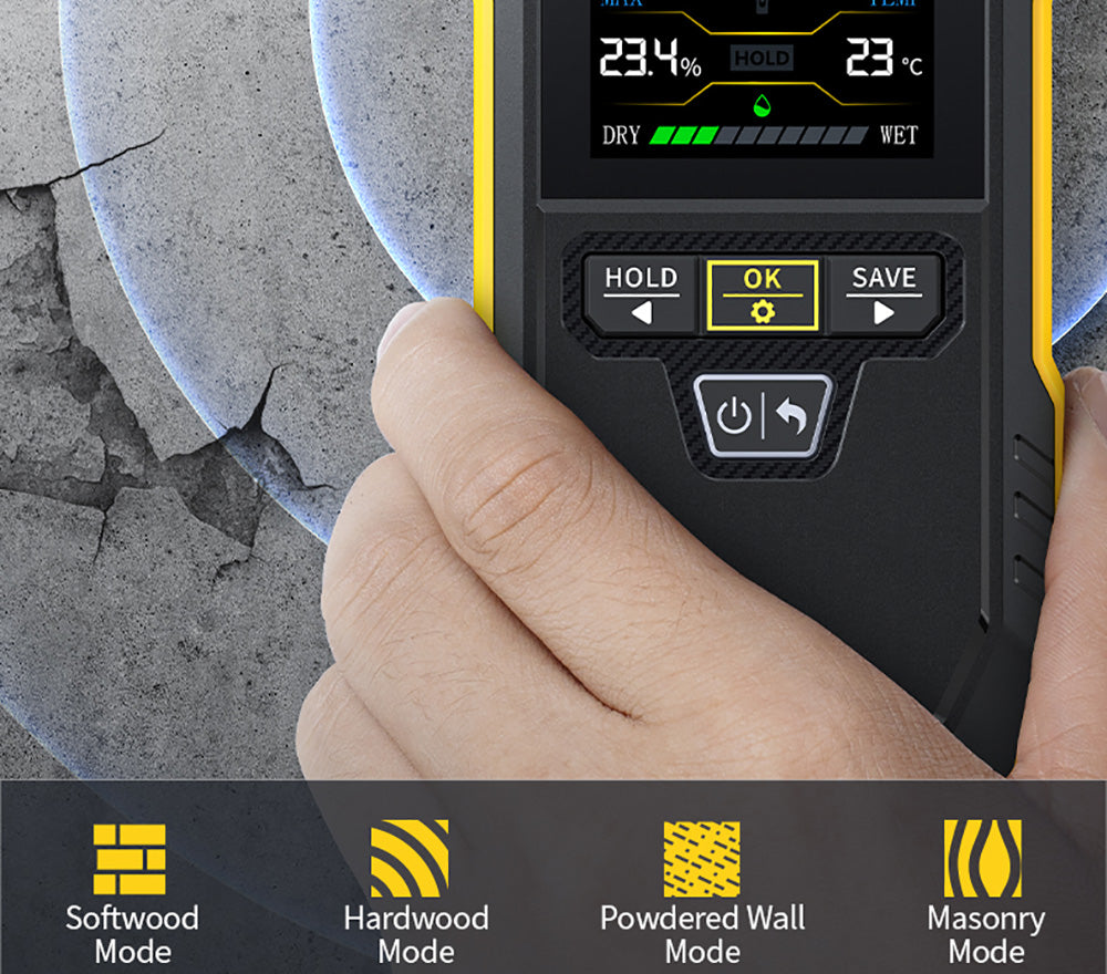 FNIRSI WMT-10 Bezdotykový vlhkoměr, 2,4-palcový displej, hĺbka merania 17 mm