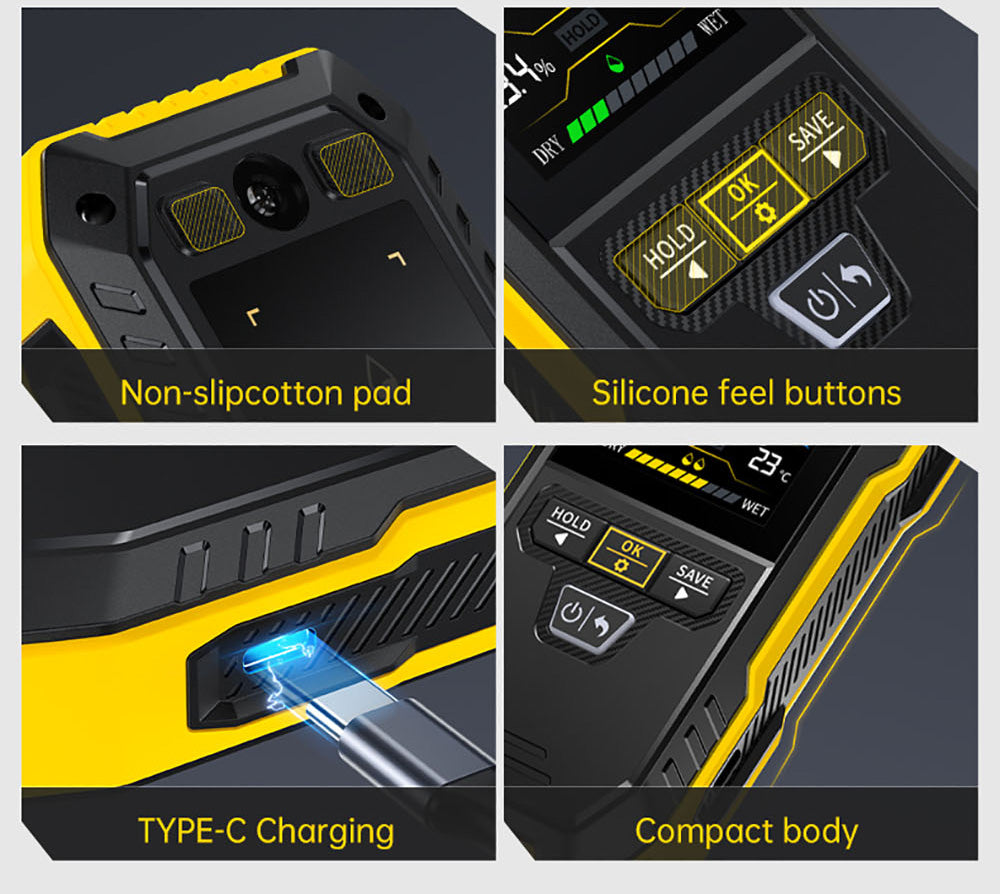 FNIRSI WMT-10 Bezdotykový vlhkoměr, 2,4-palcový displej, hĺbka merania 17 mm