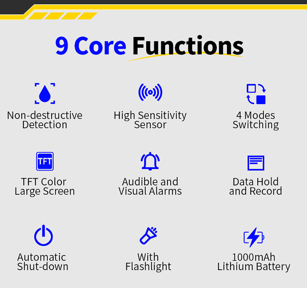 FNIRSI WMT-10 Bezdotykový vlhkoměr, 2,4-palcový displej, hĺbka merania 17 mm