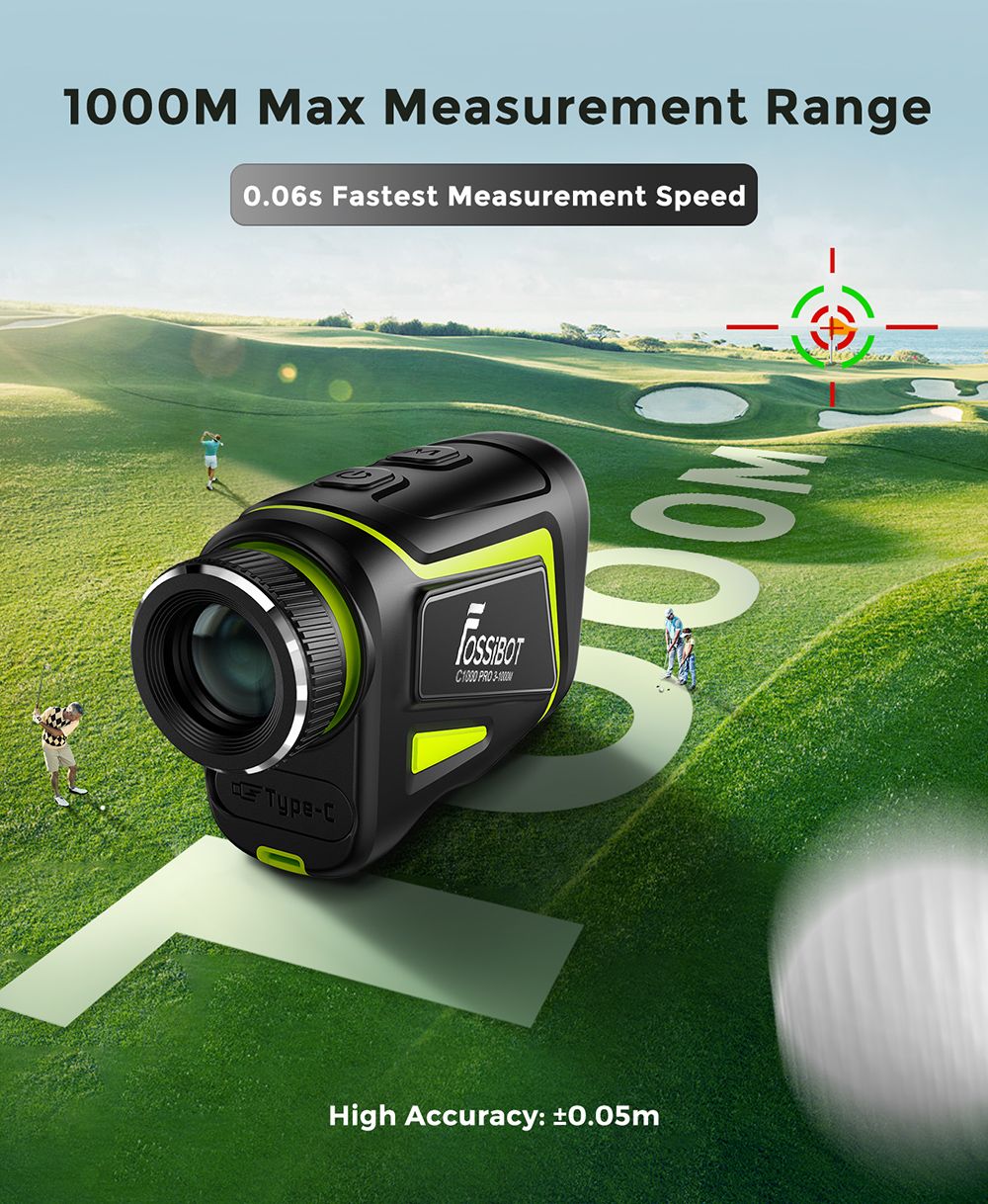 FOSSiBOT C1000 Pro Golf Rangefinder, zelený a červený OLED displej, meracia rýchlosť 0,06 s, merací rozsah 1000 m, vodotesnosť IP54