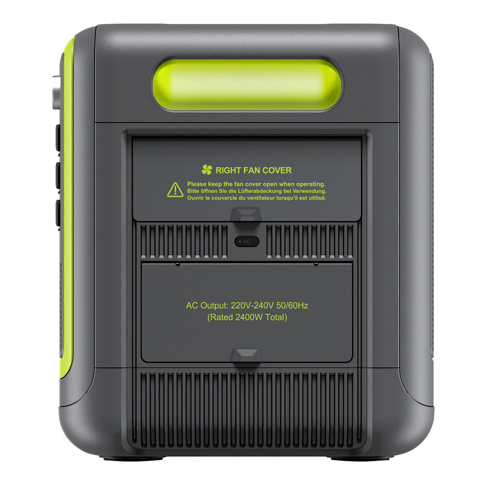FOSSiBOT F2400 Portable Power Station, 2048Wh LiFePO4 Battery 2400W Output Solar Generator, 3xAC RV Car USB Type-C QC3.0 PD DC5521 Pure Sine Wave Full Outlets, 1.5 Hours Fast Charging, Input Power Adjustment Knob, Bidirectional Inverter - Green