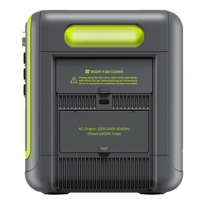 FOSSiBOT F2400 Portable Power Station, 2048Wh LiFePO4 Battery 2400W Output Solar Generator, 3xAC RV Car USB Type-C QC3.0 PD DC5521 Pure Sine Wave Full Outlets, 1.5 Hours Fast Charging, Input Power Adjustment Knob, Bidirectional Inverter - Green