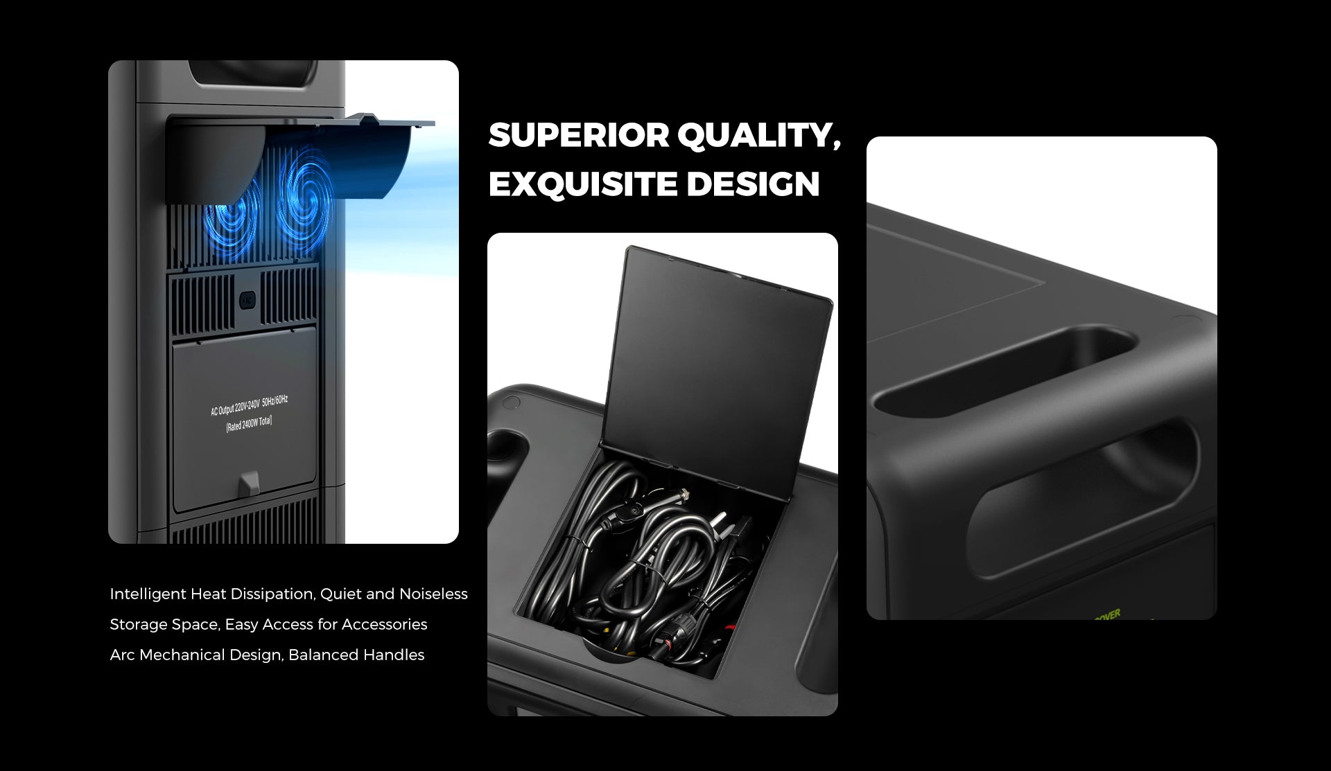 Prenosná elektráreň FOSSiBOT F2400, 2048Wh LiFePO4 batéria, 2400W výstupný solárny generátor, 3xAC, USB Type-C QC3.0 PD DC5521, čistá sinusoida, plné zásuvky, 1,5 hodiny rýchleho nabíjania, ovládací gombík na nastavenie vstupného výkonu, obojsmerný menič - zelená