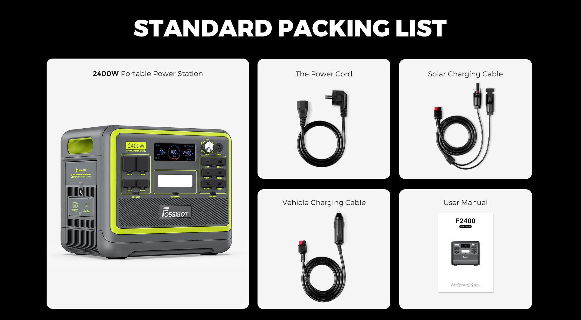 Prenosná elektráreň FOSSiBOT F2400, 2048Wh LiFePO4 batéria, 2400W výstupný solárny generátor, 3xAC, USB Type-C QC3.0 PD DC5521, čistá sinusoida, plné zásuvky, 1,5 hodiny rýchleho nabíjania, ovládací gombík na nastavenie vstupného výkonu, obojsmerný menič - zelená
