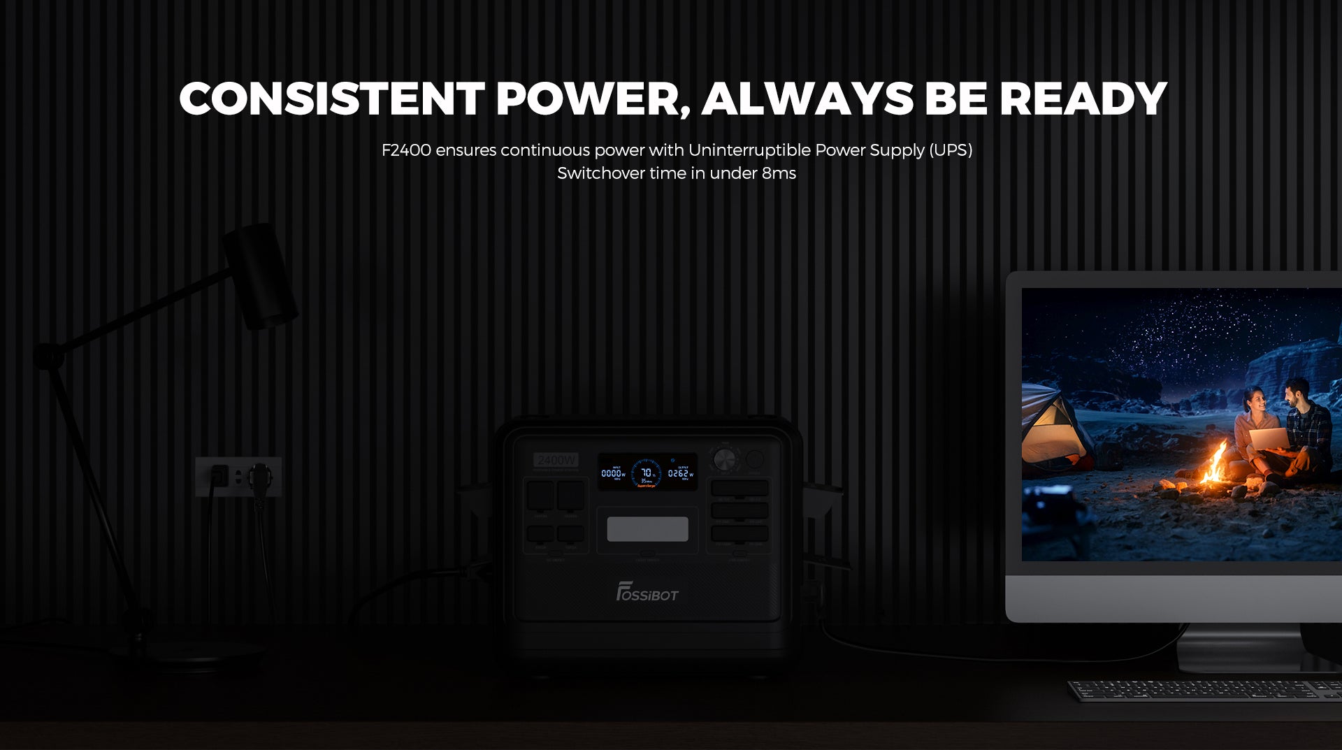 Prenosná elektráreň FOSSiBOT F2400, 2048Wh LiFePO4 batéria, 2400W výstupný solárny generátor, 3xAC, USB Type-C QC3.0 PD DC5521, čistá sinusoida, plné zásuvky, 1,5 hodiny rýchleho nabíjania, ovládací gombík na nastavenie vstupného výkonu, obojsmerný menič - zelená