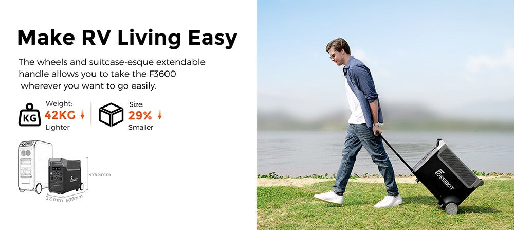 Prenosná elektráreň FOSSiBOT F3600, 3840Wh solárny generátor LiFePO4, 3300W AC výstup, 2000W maximálne solárne nabíjanie, úplné nabitie za 1,8 hodiny, 15 výstupných portov, LCD obrazovka, odnímateľná svietilna, 3W LED svetlo, s kolieskami