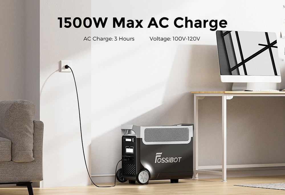 Prenosná elektráreň FOSSiBOT F3600, 3840Wh solárny generátor LiFePO4, 3300W AC výstup, 2000W maximálne solárne nabíjanie, úplné nabitie za 1,8 hodiny, 15 výstupných portov, LCD obrazovka, odnímateľná svietilna, 3W LED svetlo, s kolieskami