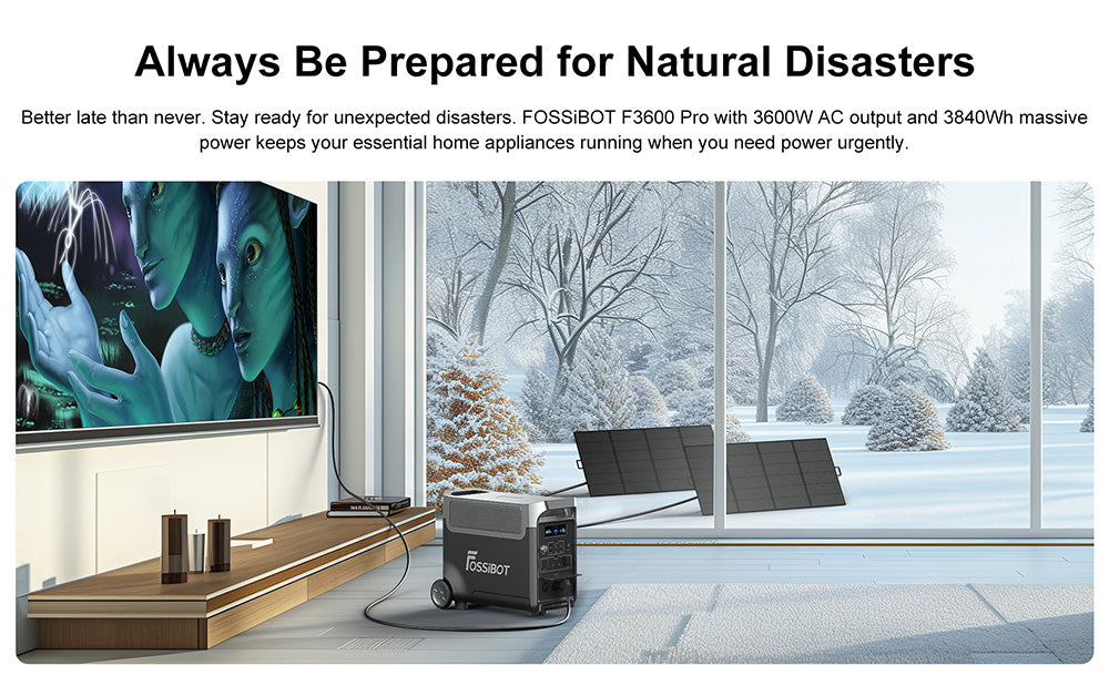 Prenosná elektráreň FOSSiBOT F3600 Pro, rozširiteľná kapacita s 2 batériovými blokmi, 3840Wh lítium-iónová batéria, vysoký AC výstup 3600W, max. solárne nabíjanie 2000W, plné nabitie za 1,5 hodiny, 13 výstupných portov, LED svietidlo, 5 rýchlostí nabíjania