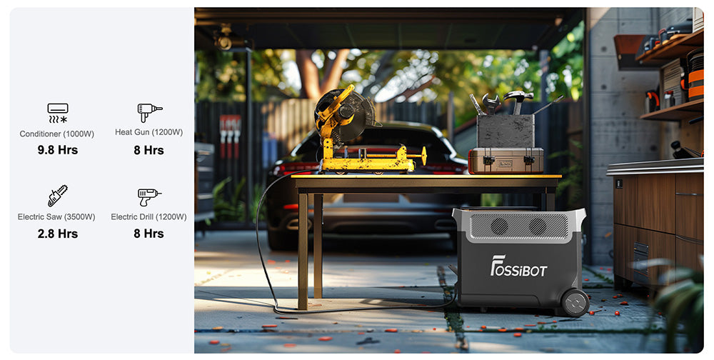 Prenosná elektráreň FOSSiBOT F3600 Pro, rozširiteľná kapacita s 2 batériovými blokmi, 3840Wh lítium-iónová batéria, 3600W vysoký striedavý výstup, 2000W maximálne solárne nabíjanie, 1,5 hodiny na úplné nabitie, 13 výstupných portov, LED svietidlo, 5 rýchlostí nabíjania