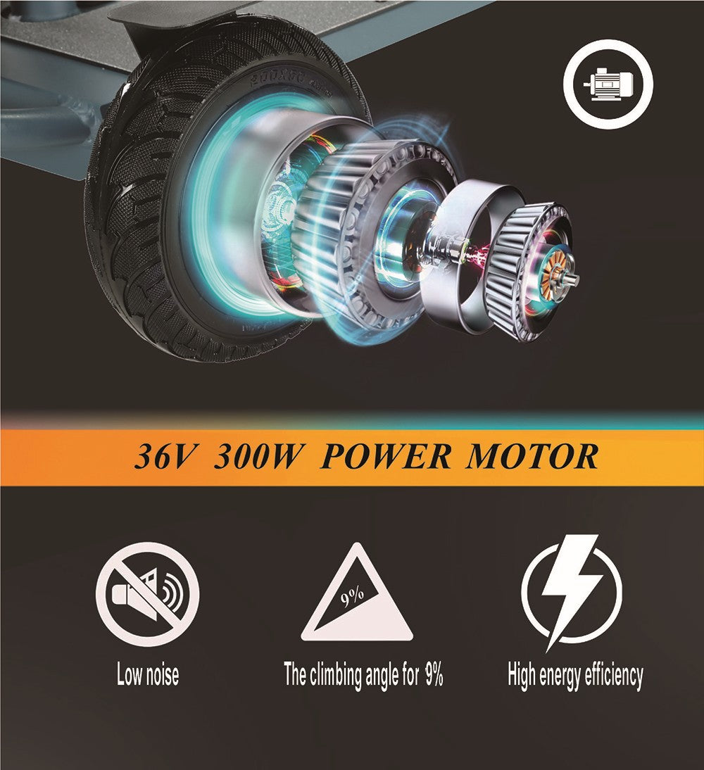 Štvorkolkový elektrický skúter Freejoyer F7 Plus s posedením, 300W motor, 36V 21AH batéria, maximálna rýchlosť 15 km/h, maximálny dojazd 35 km - šedo-modrá