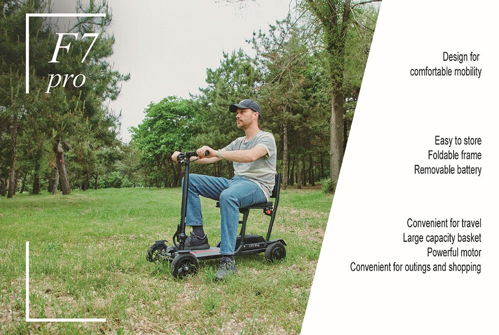 Štvorkolkový elektrický skúter Freejoyer F7 Pro s posedením, 300W motor, 36V 13AH batéria, max. rýchlosť 15 km/h, max. dojazd 35 km - čierna