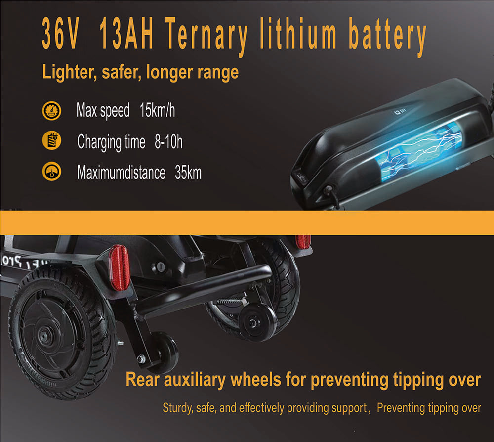 Štvorkolkový elektrický skúter Freejoyer F7 Pro s posedením, 300W motor, 36V 13AH batéria, max. rýchlosť 15 km/h, max. dojazd 35 km - čierna