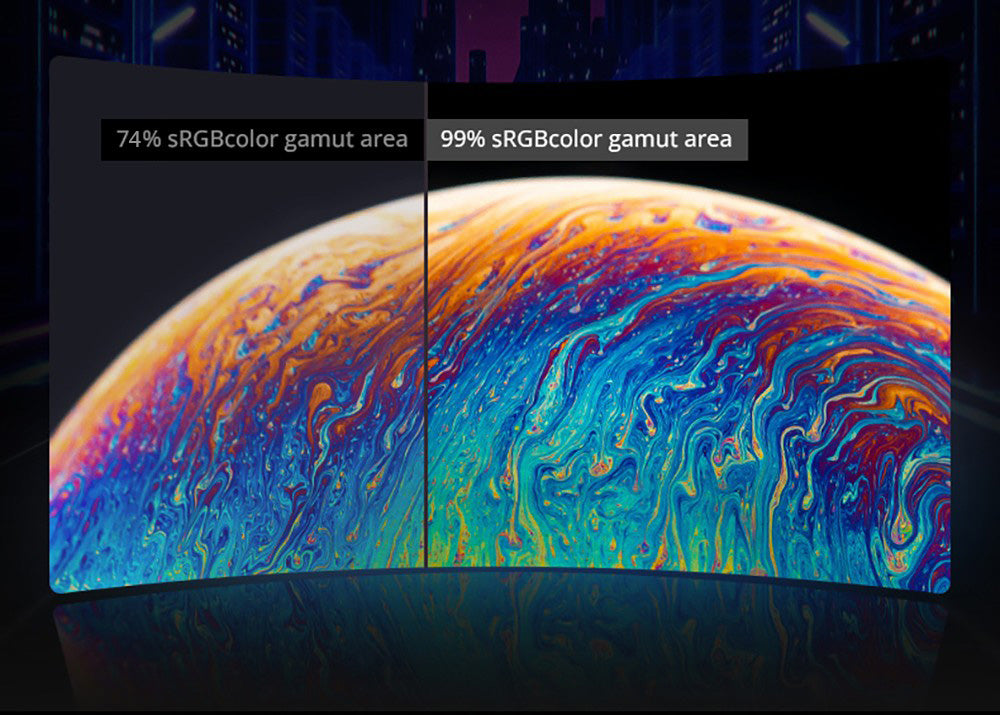 Herný monitor FYHXele FY24FMC-W, 24 palcový 1080P FHD 16:9 VA displej, obnovovacia frekvencia 75 Hz, 2800R MVA panel, doba odezvy 2 ms, 99 % sRGB, nastaviteľný sklon, biela farba