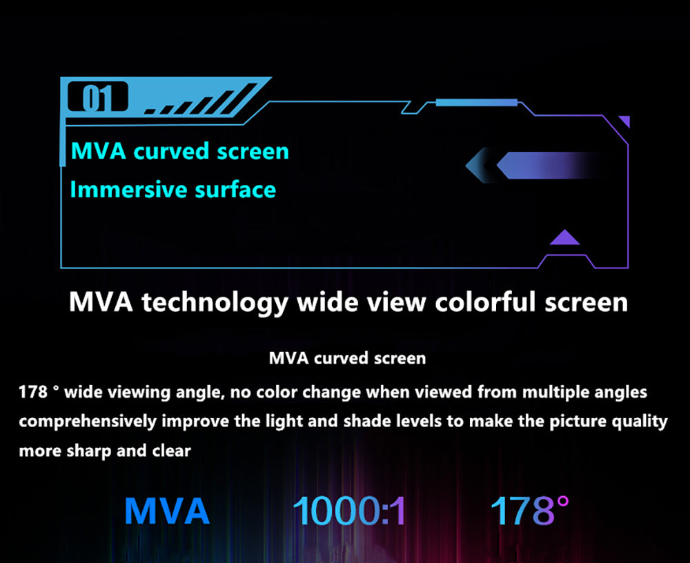FYHXele FY27FMC-B 27-palcový zakrivený herný monitor s 2800R, 1920*1080 FHD 16:9 VA displej, obnovovacia frekvencia 75 Hz, doba odezvy 2 ms, 99 % sRGB, 1*HDMI 1*VGA 1*Audio, nastaviteľný sklon