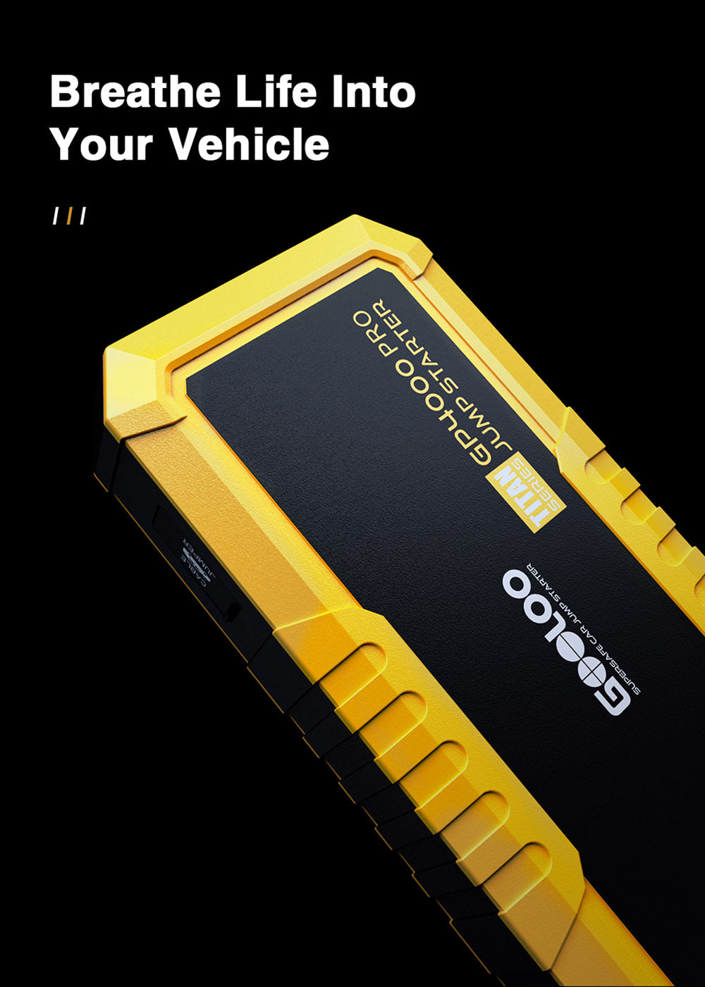 GOOLOO GP4000 PRO štartovací prístroj, 26800mAh powerbanka, 4000A špičkový prúd, 15V 10A DC výstup, 1W biela LED, 10L nafta