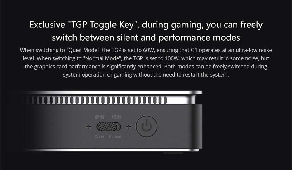 Rozširujúca stanica GPD G1 pre grafické karty, grafika AMD Radeon RX 7600M XT, 8 GB GDDR6 RAM, 128bit, 1*Oculink, 1*USB 4.0, 1*HDMI 2.1, 2*DP, 3*USB3.2, 1*SD 4.0, Tlačidlo TGP Toggle Key - EU zástrčka