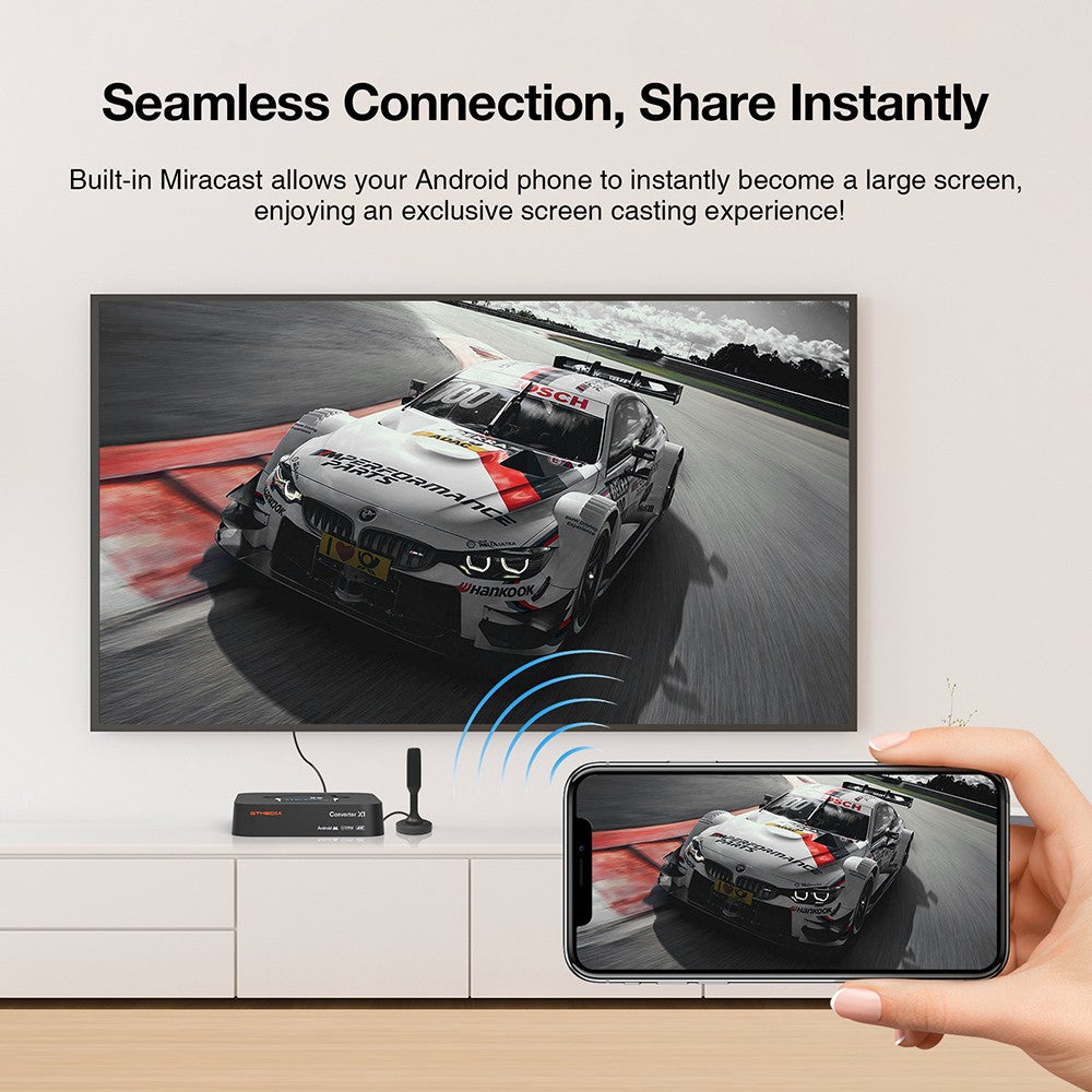 GTMEDIA HDTV Converter X1 TV Box, Android 11, ATSC 3.0 DRM, DVR nahrávanie, 4K HDR, integrovaný Miracast, 2GB RAM 32GB ROM, Bluetooth 5.0, 2.4G/5G WiFi - US zástrčka