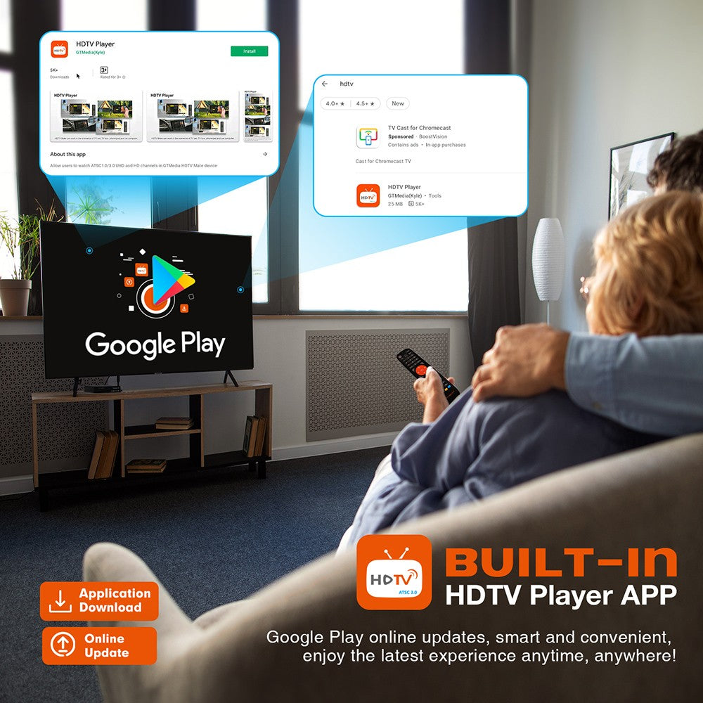 GTMEDIA HDTV Converter X1 TV Box, Android 11, ATSC 3.0 DRM, DVR nahrávanie, 4K HDR, integrovaný Miracast, 2GB RAM 32GB ROM, Bluetooth 5.0, 2.4G/5G WiFi - US zástrčka