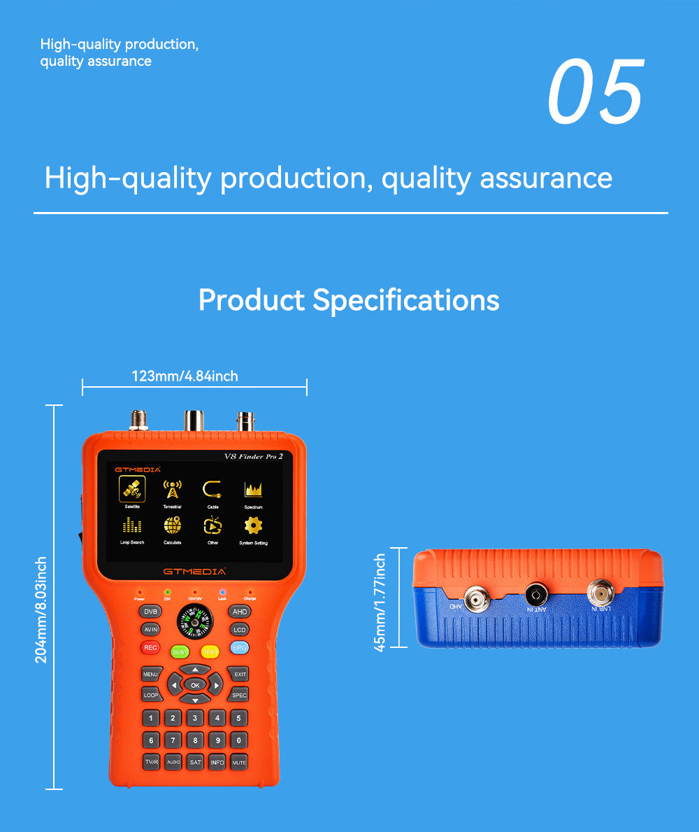 GTMEDIA V8 Finder PRO 2 Hľadač satelitných signálov ATSC-C Digitálny detektor satelitného signálu - Oranžová, EU zástrčka