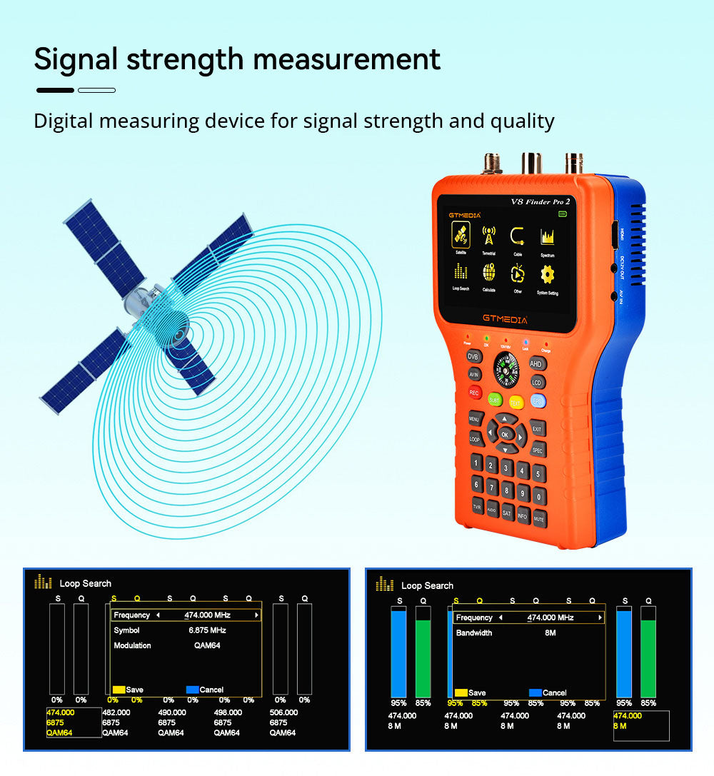 GTMEDIA V8 Finder PRO 2 Hľadač satelitných signálov ATSC-C Digitálny detektor satelitného signálu - Oranžová, EU zástrčka