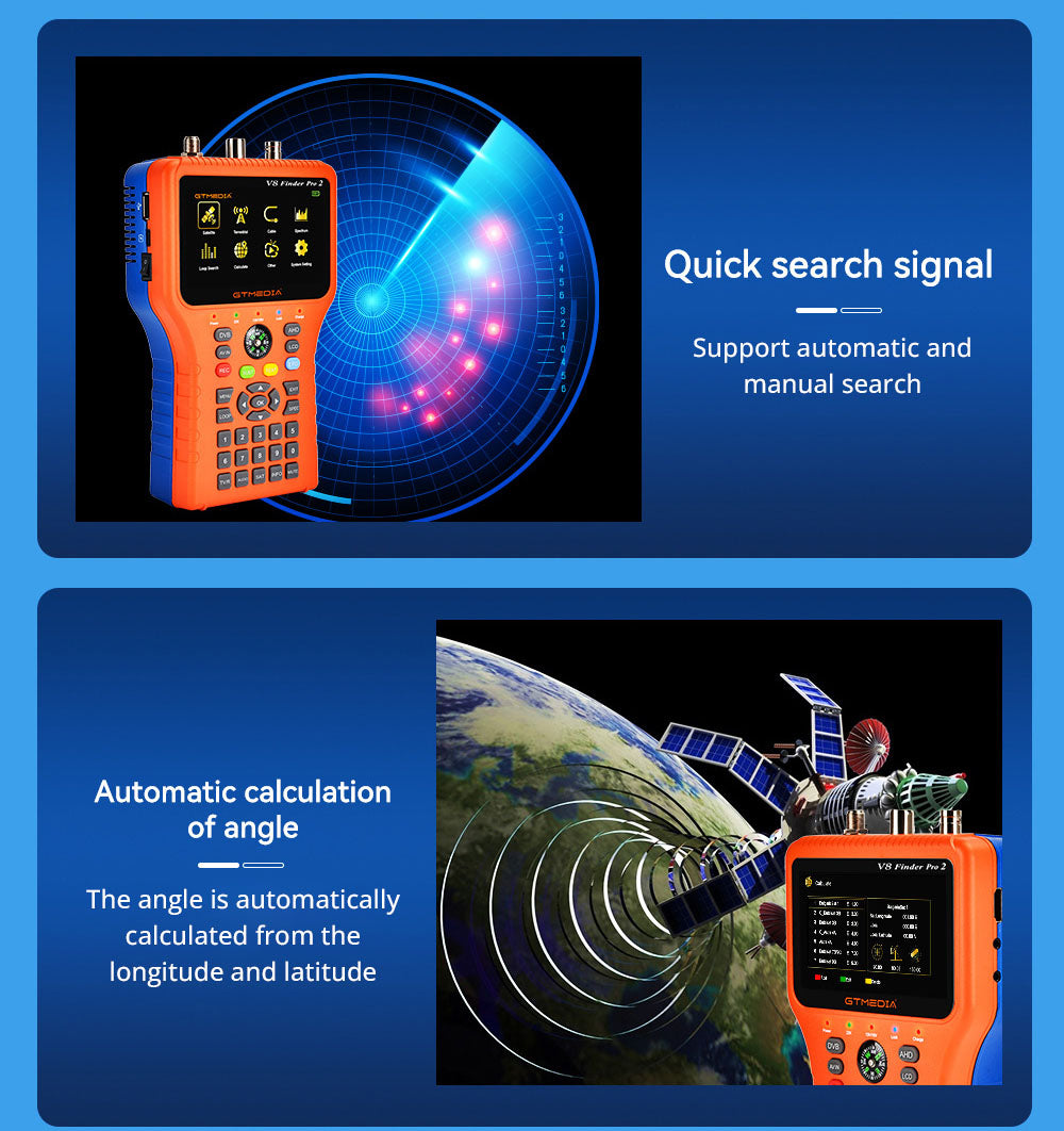 GTMEDIA V8 Finder PRO 2 Hľadač satelitných signálov ATSC-C Digitálny detektor satelitného signálu - Oranžová, EU zástrčka