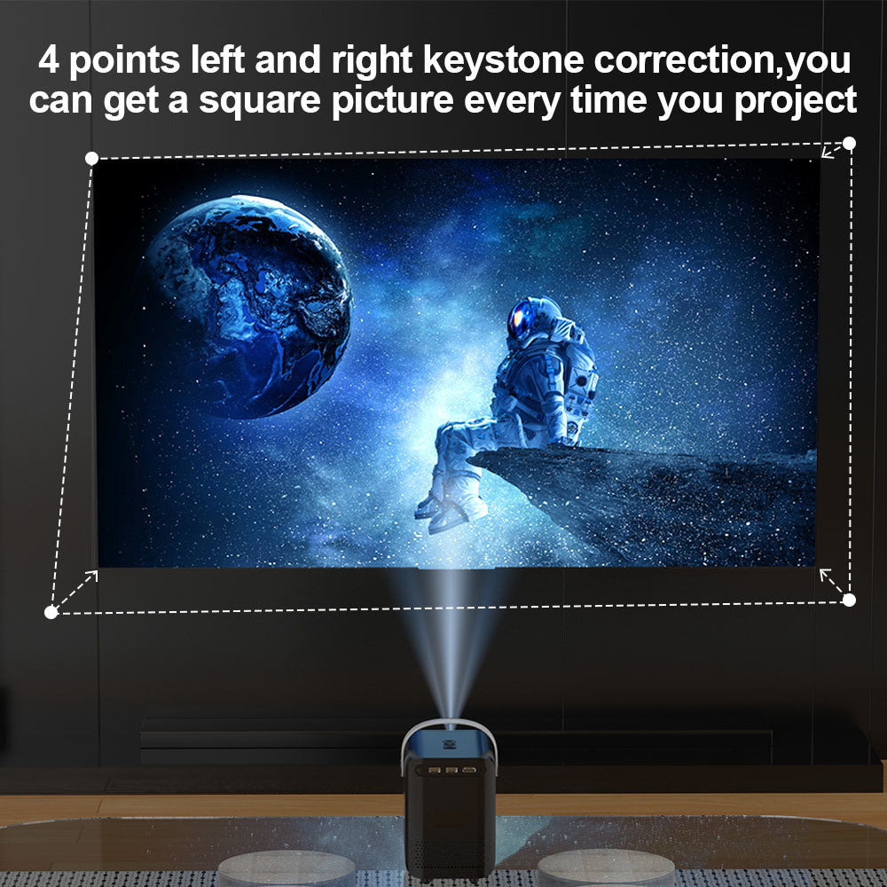 LCD projektor GXMO P10, 300 ANSI lumenov, 1280*720P, 2,4/5 GHz WiFi, Android 10, motorizované polautomatické zaostrenie, korekcia lichobežníkového zkreslenia - EU zástrčka