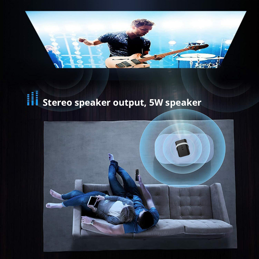 LCD projektor GXMO P10, 300 ANSI lumenov, 1280*720P, 2,4/5 GHz WiFi, Android 10, motorické polautomatické zaostrenie, korekcia lichobežníkového zkreslenia - EU zástrčka