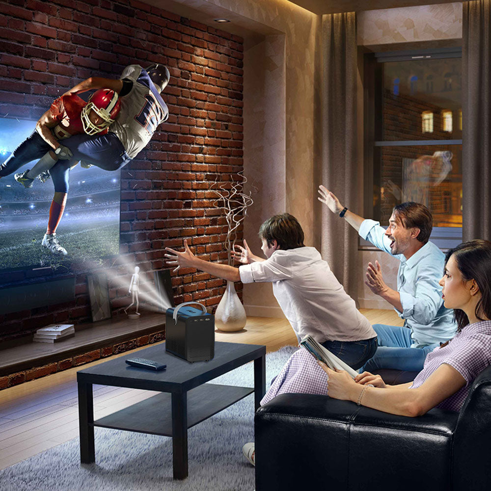 LCD projektor GXMO P10, 300 ANSI lumenov, 1280*720P, 2,4/5 GHz WiFi, Android 10, motorické polautomatické zaostrenie, korekcia lichobežníkového zkreslenia - EU zástrčka