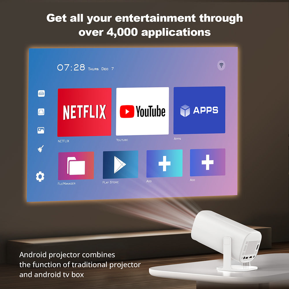 Prenosný projektor GXMO P30, 180° otočný, 150 ANSI lumenov, 1280*720P, korekcia lichobežníkového zkreslenia, WiFi 6 - EU zástrčka