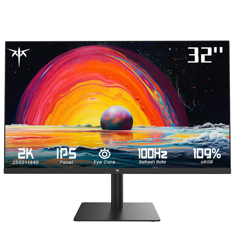 KTC H32T13 Gaming Monitor, 32 inch 2560*1440 16:9 IPS Screen, 100Hz Refresh Rate, FreeSync &amp; G-Sync, 1000:1 Contrast Ratio, Low Blue Light &amp; Flicker Free, 2*HDMI 2.0, 1*DP1.4, 1*Earphone Jack, VESA Mount