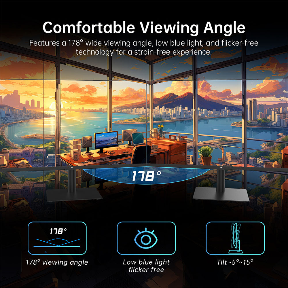 KTC H32T13 Gaming Monitor, 32 inch 2560*1440 16:9 IPS Screen, 100Hz Refresh Rate, FreeSync &amp; G-Sync, 1000:1 Contrast Ratio, Low Blue Light &amp; Flicker Free, 2*HDMI 2.0, 1*DP1.4, 1*Earphone Jack, VESA Mount