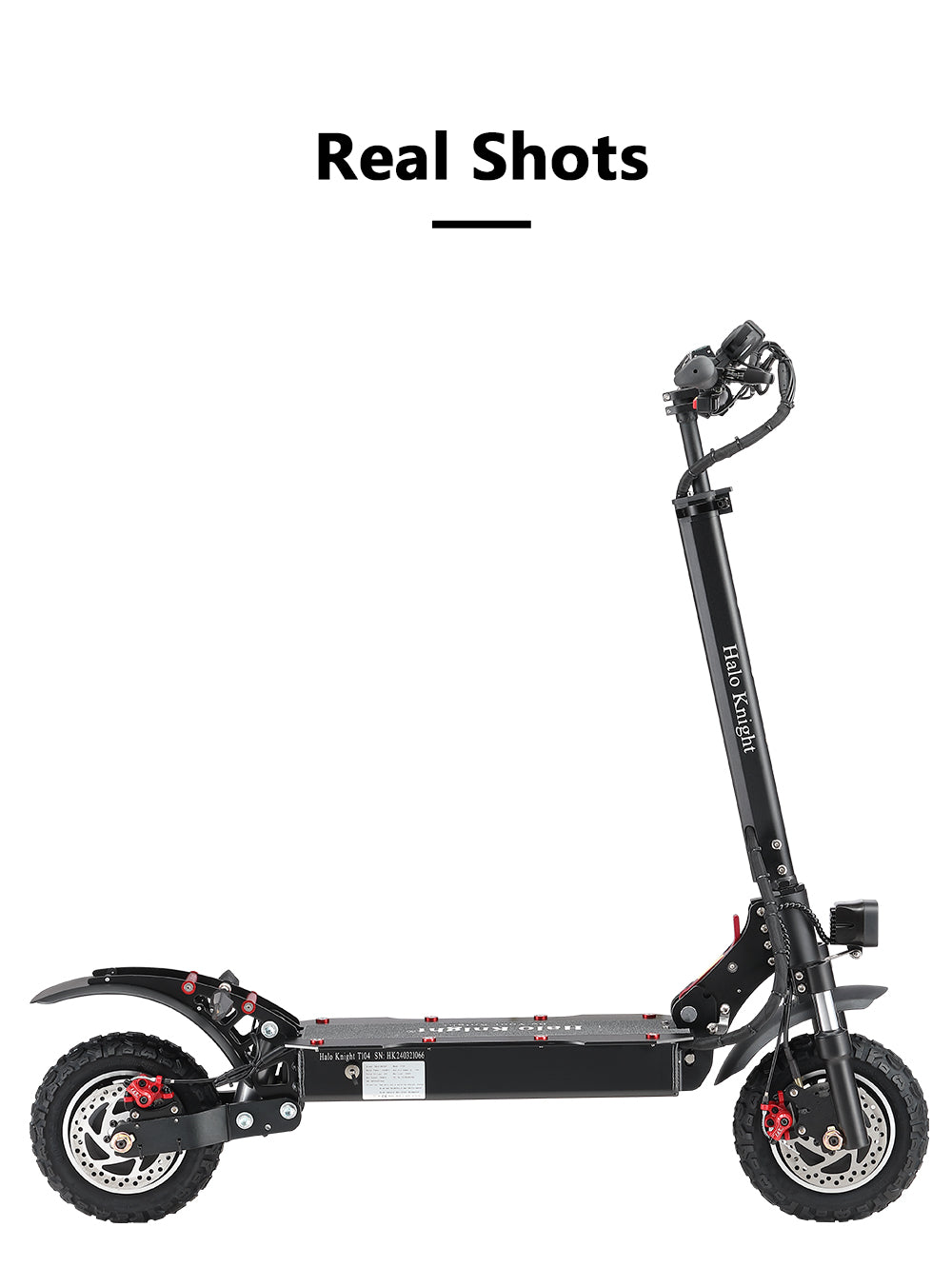 Elektrokolobežka Halo Knight T104, 10-palcové terénne pneumatiky, 2x 1000W motor, maximálna rýchlosť 65 km/h, diaľkové ovládanie, 52V 21Ah batéria, dojazd 45 km – čierna